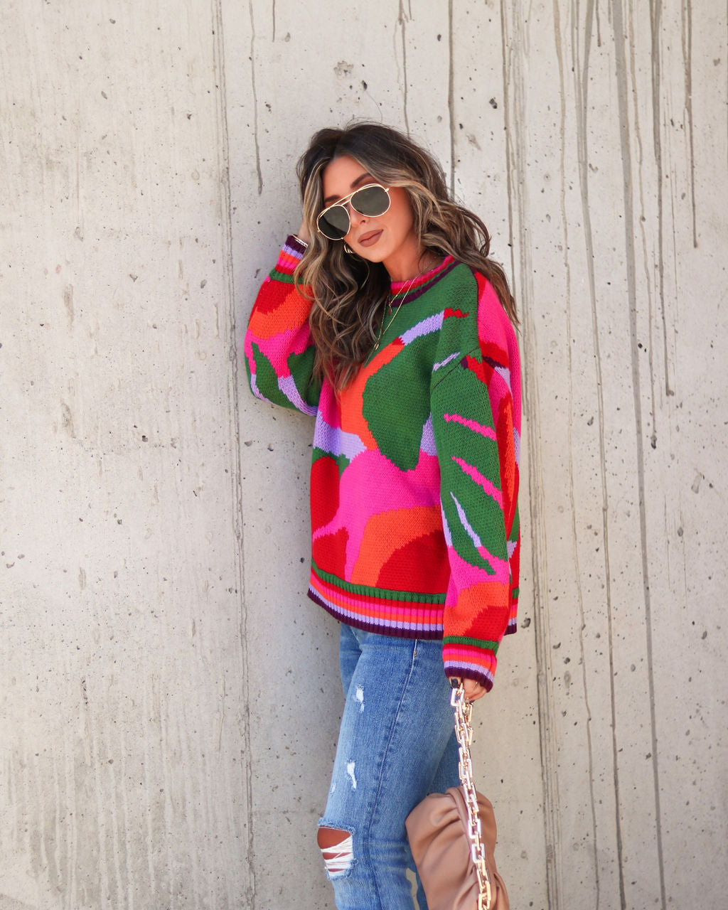 Girl From Rio Printed Knit Pullover Sweater