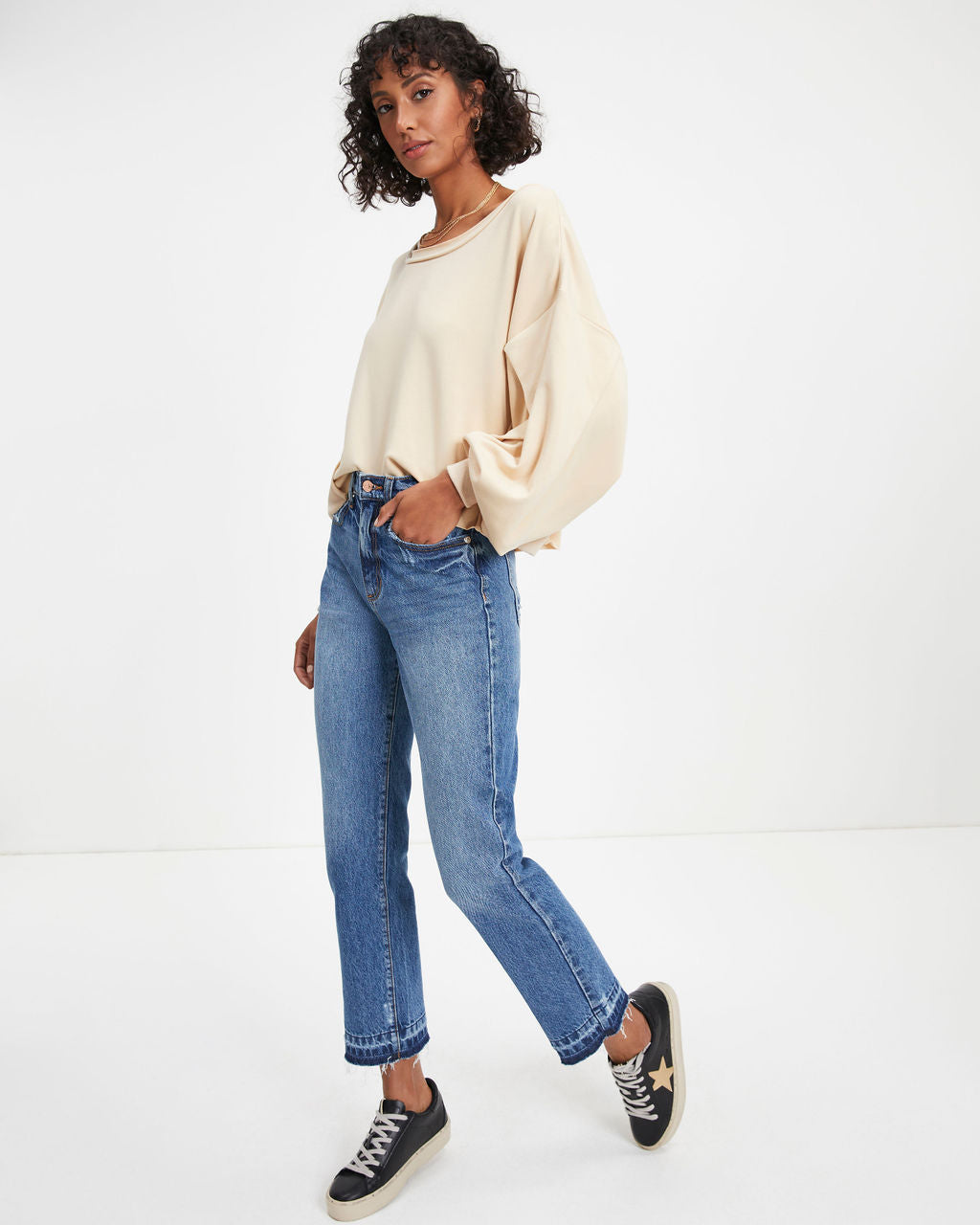 Jerome Knit Dolman Long Sleeve Top - Beige - FINAL SALE