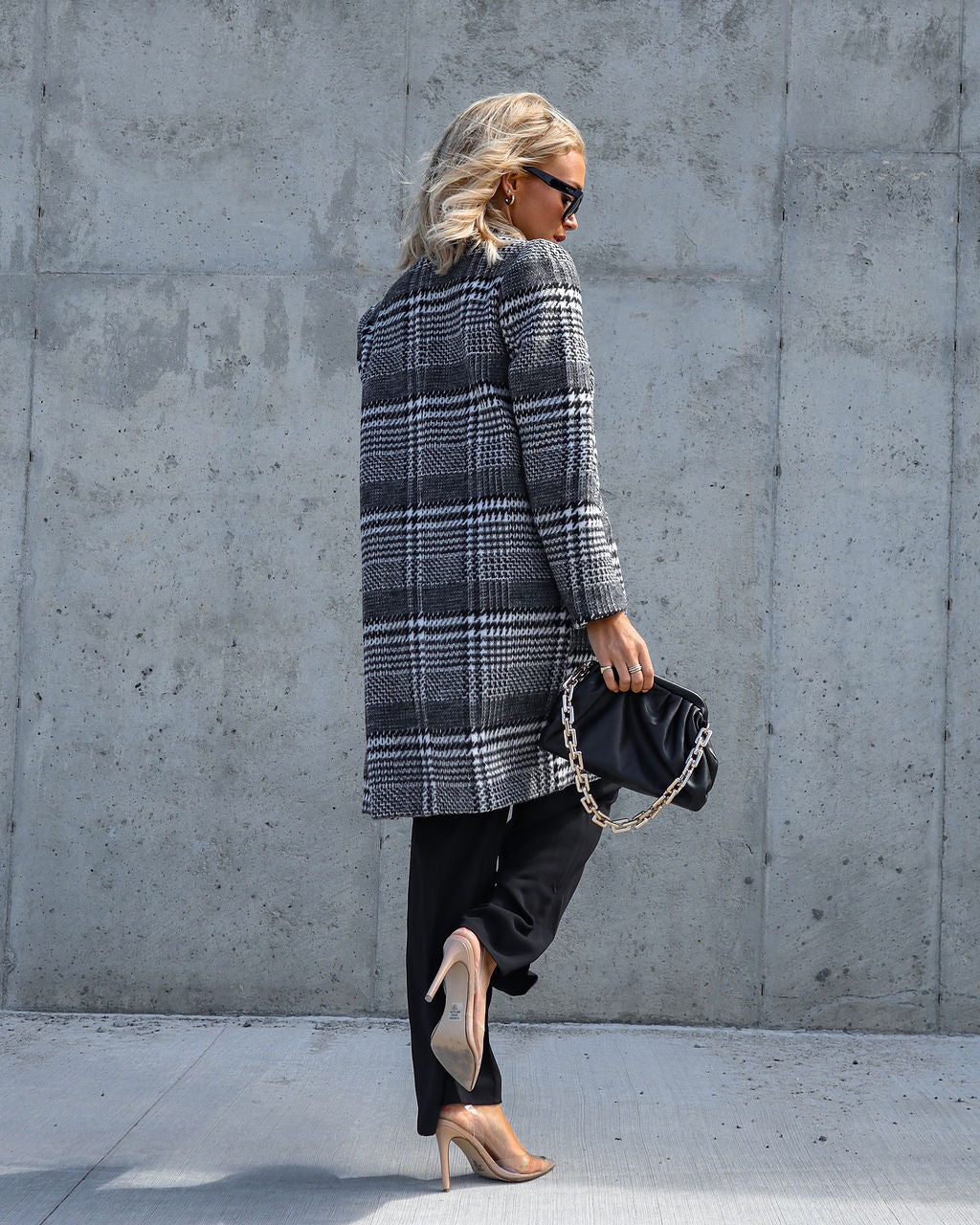 City Night Strolls Plaid Pocketed Coat