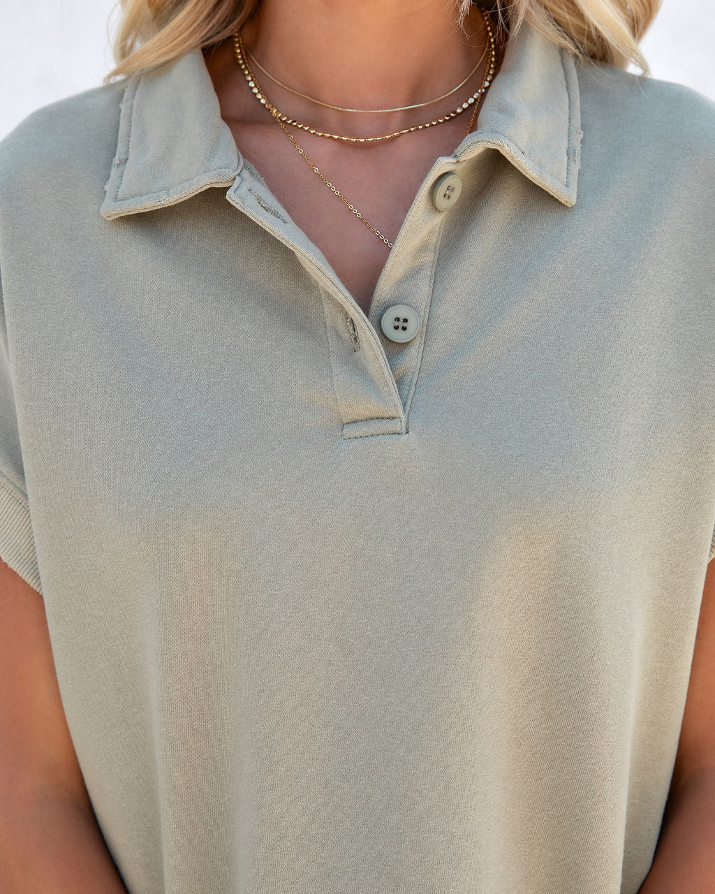 Sarazen Cotton Polo Top - Sage - FINAL SALE