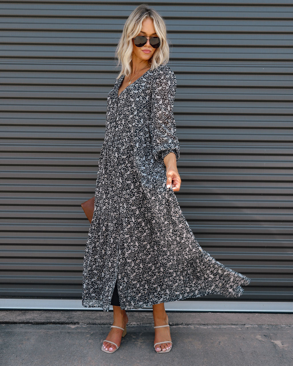 Valery Paisley Tiered Chiffon Maxi Dress