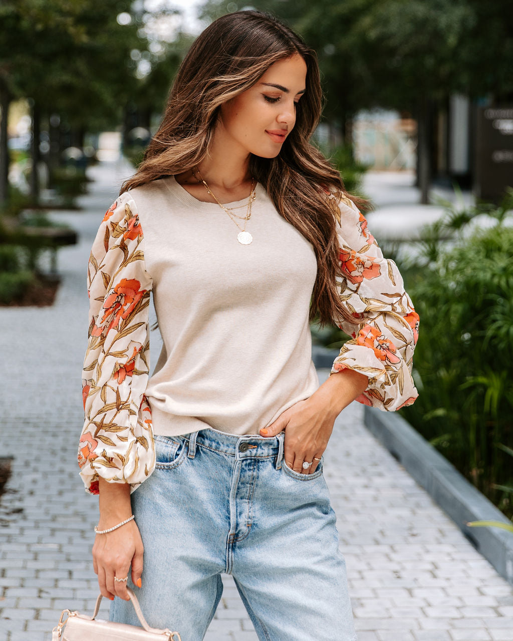 Blaire Knit Burnout Velvet Contrast Top