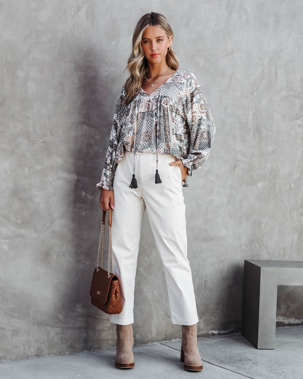 Desert Dreams Printed Tassel Tie Top