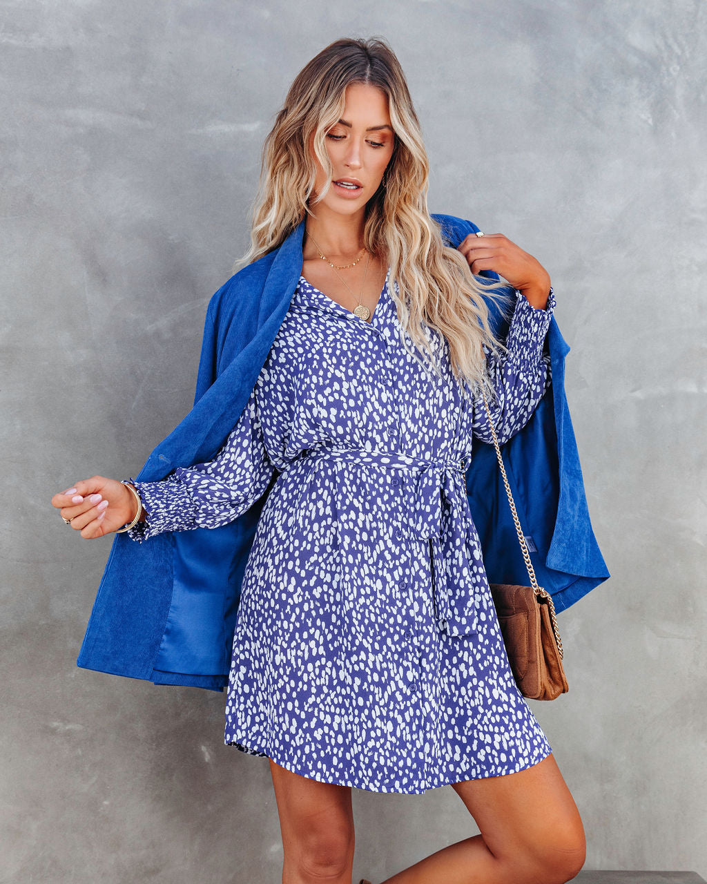 Wendy Printed Button Down Shirt Dress - SALE