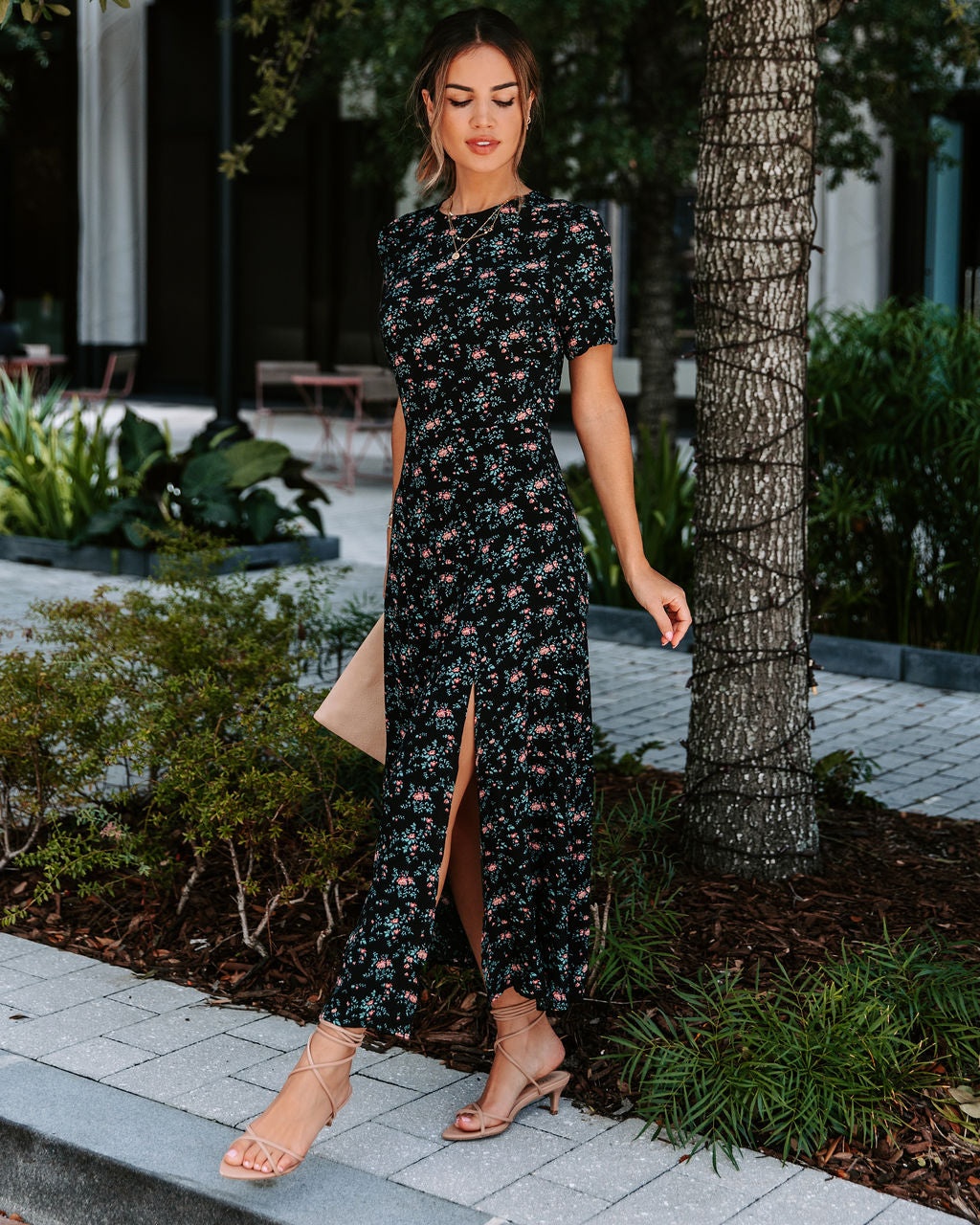 Dream On Floral Slit Maxi Dress