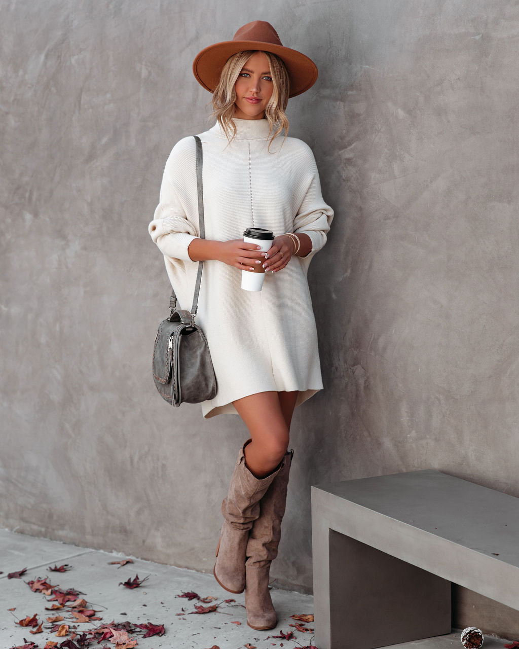 Suzy Turtleneck Tunic Sweater - Ivory