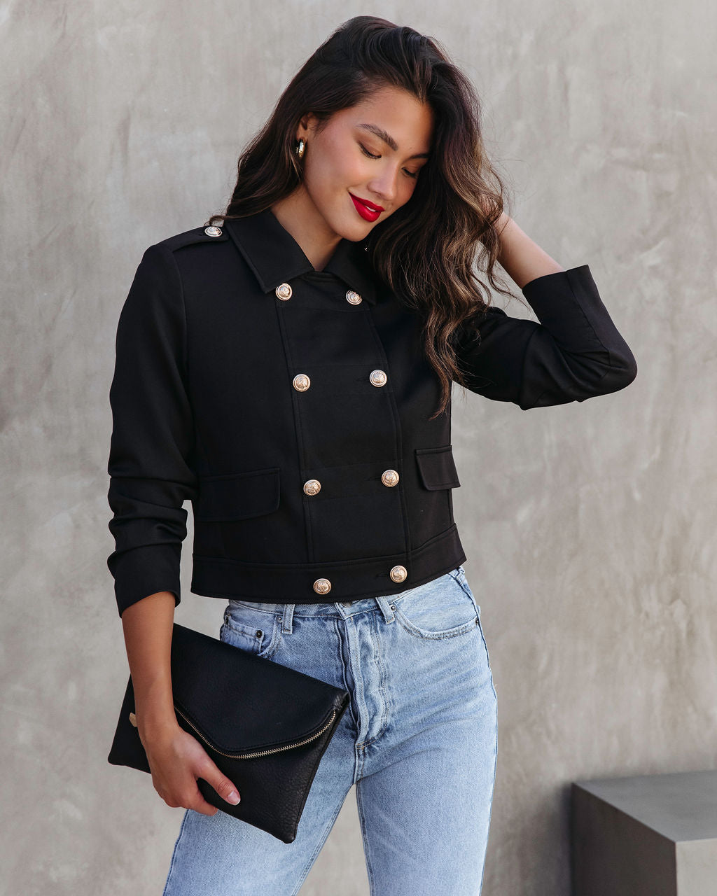 Always A Classic Gold Button Jacket - Black