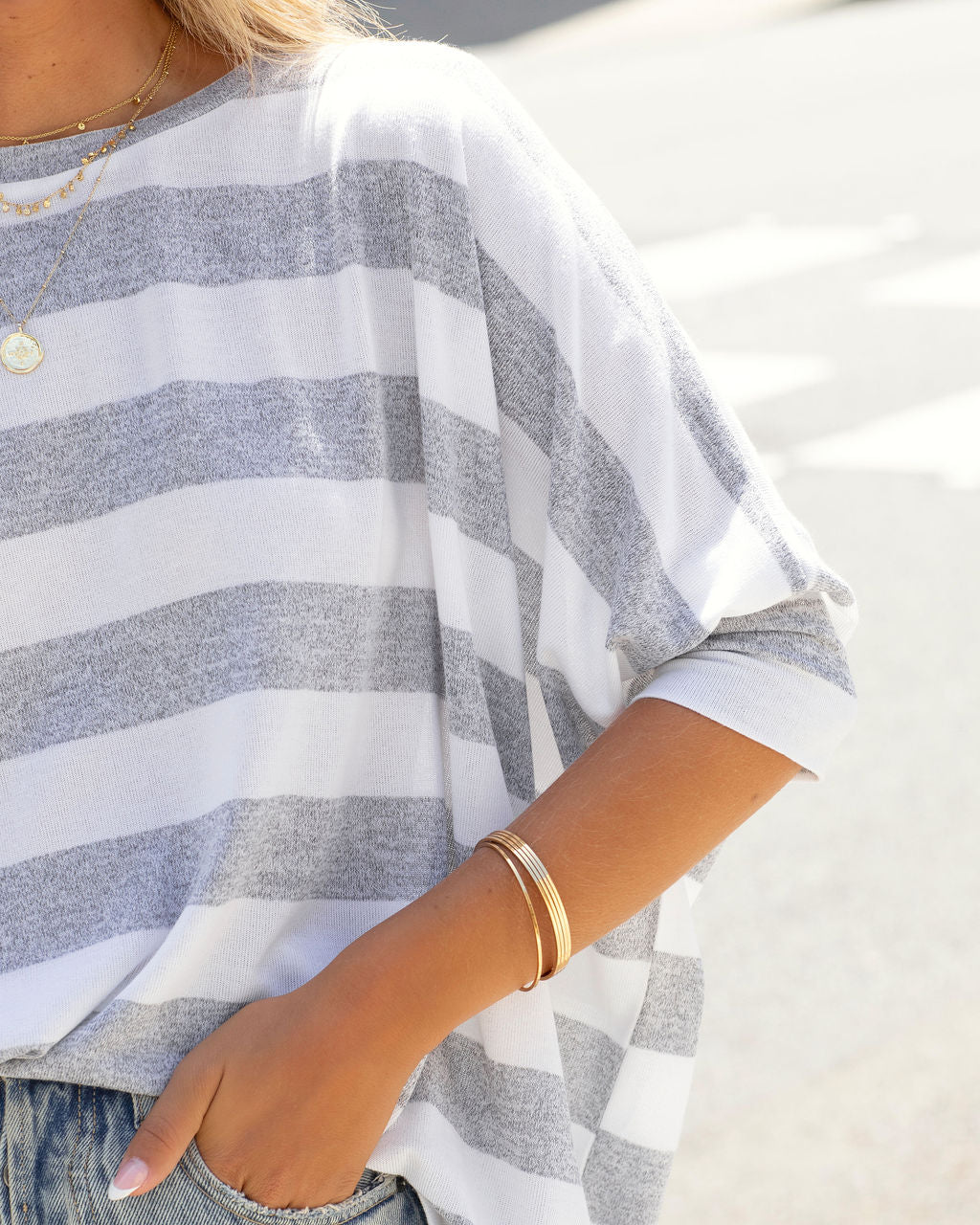 Rugby Club Striped Long Sleeve Top - Grey - SALE