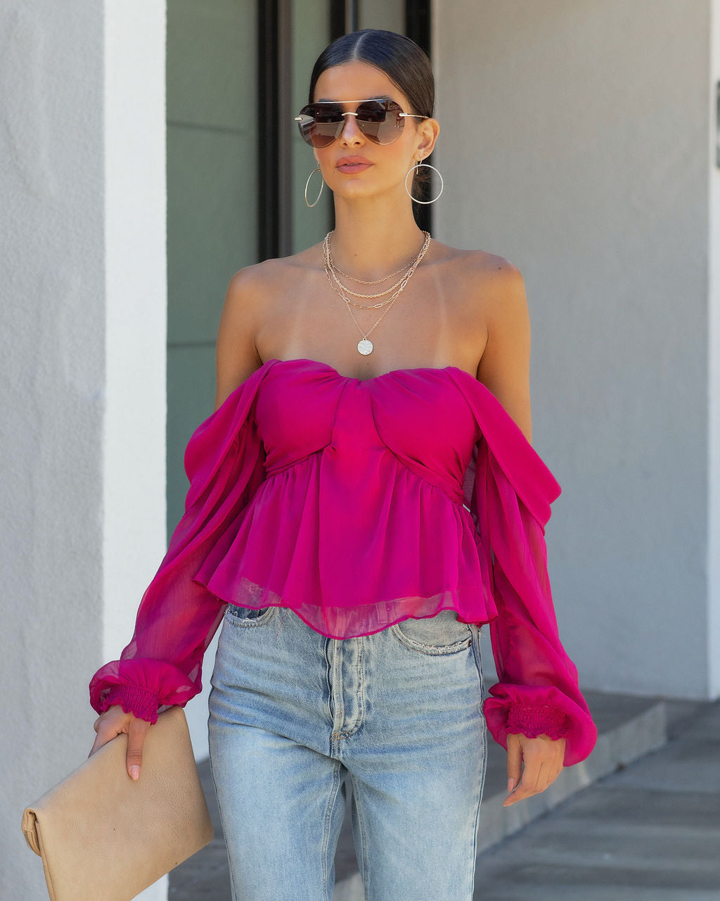 Mystical Times Off The Shoulder Crop Top - Berry - FINAL SALE
