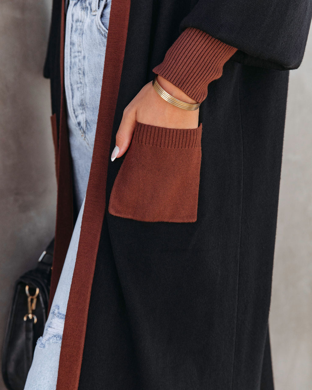 Weekend Errands Pocketed Duster Cardigan - Black