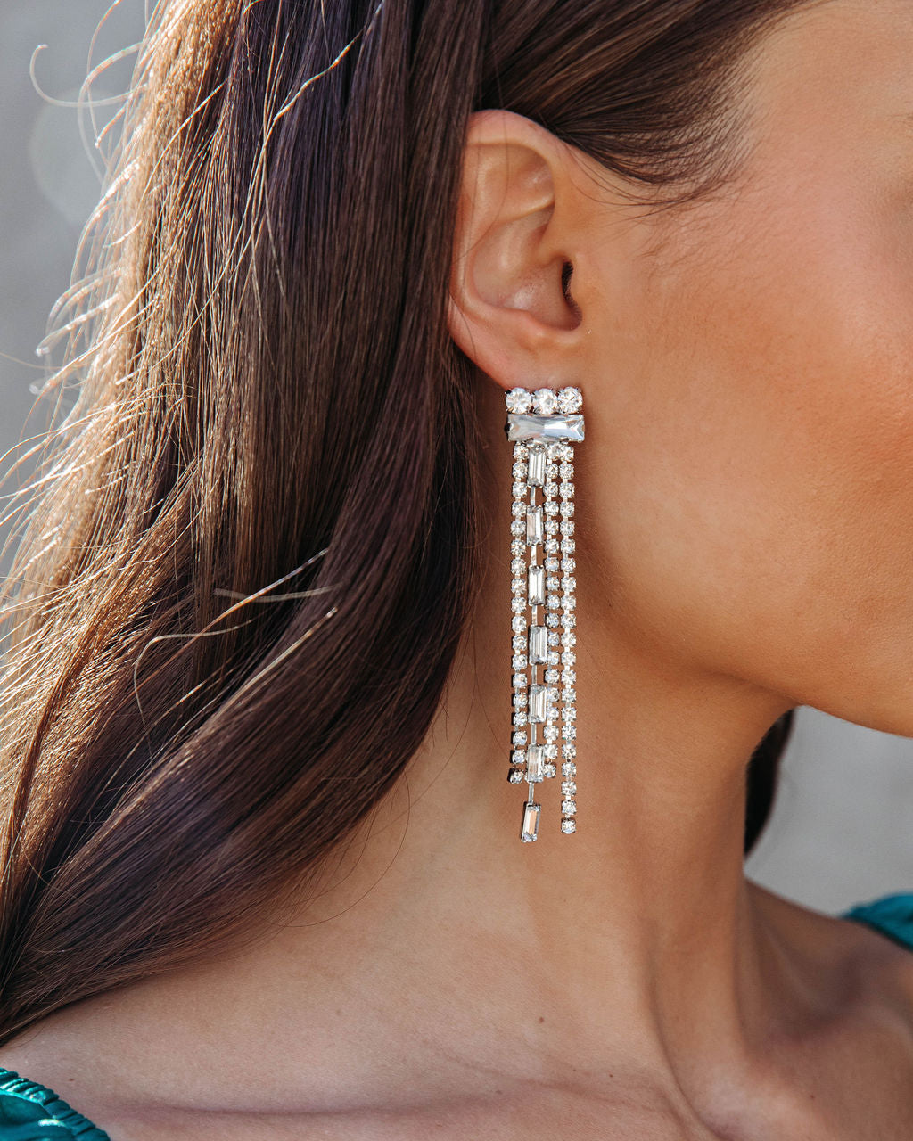 Magical Dreams Crystal Fringe Drop Earrings - Silver