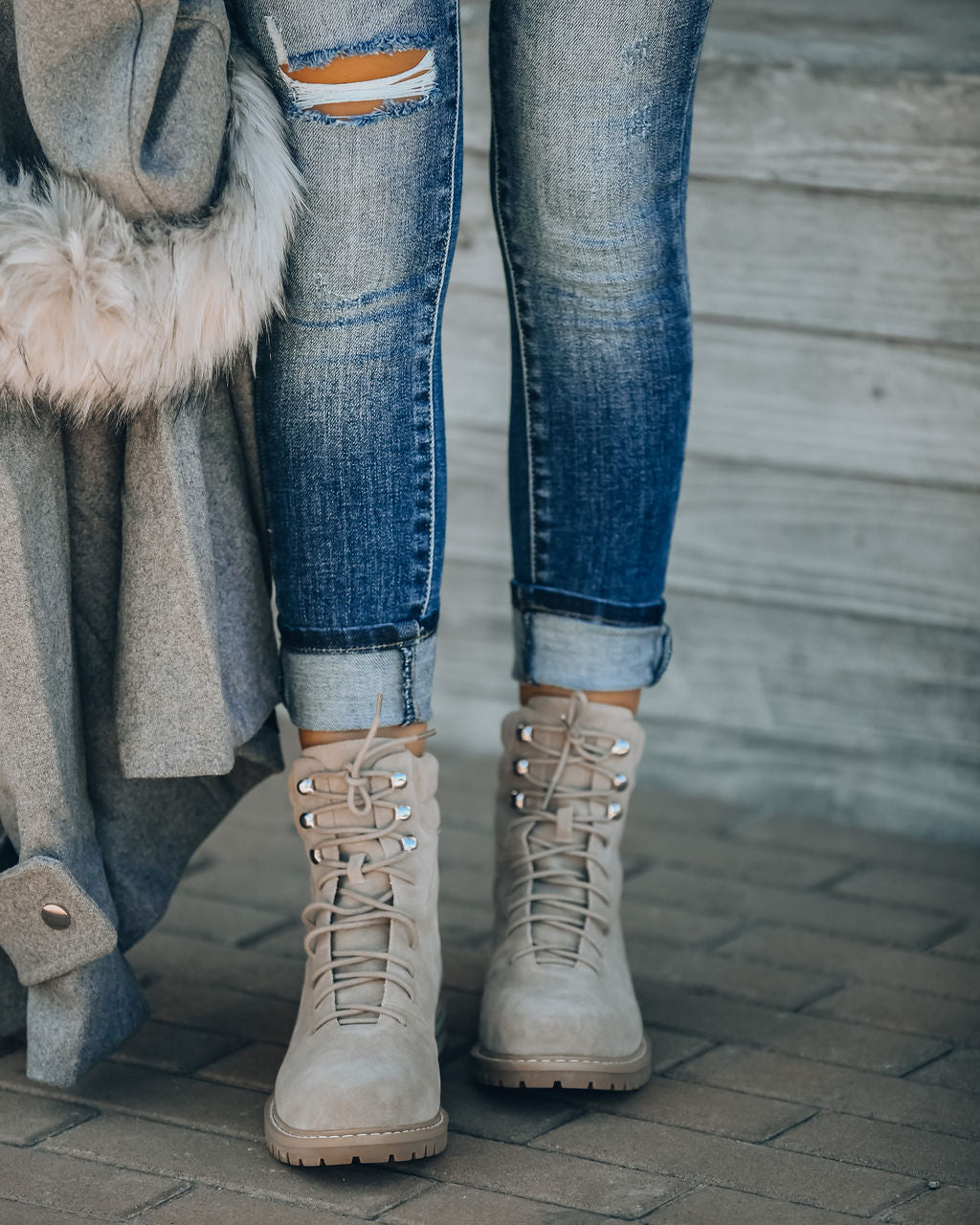 Giselle Faux Suede Lace Up Boot