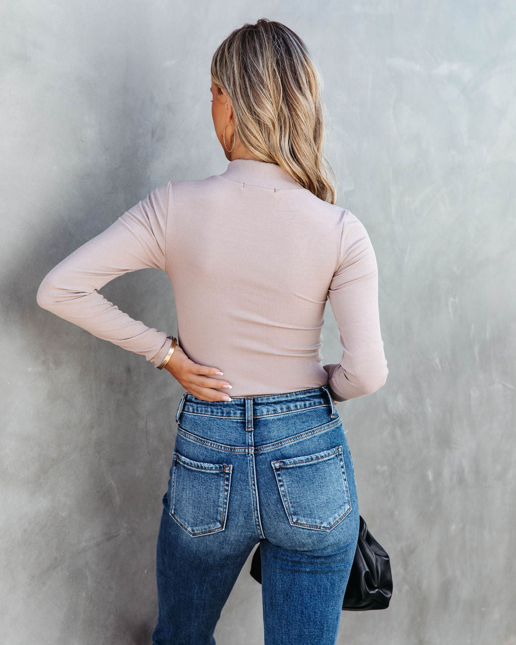 Norton Mock Neck Knit Top - Light Mocha