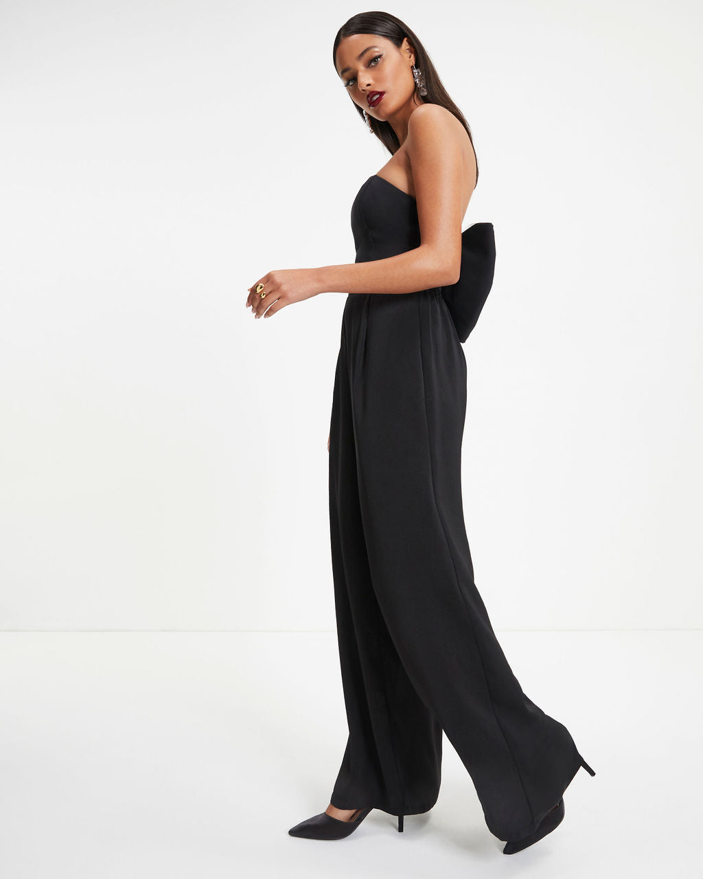 Put A Bow On It Strapless Crop Top - Black