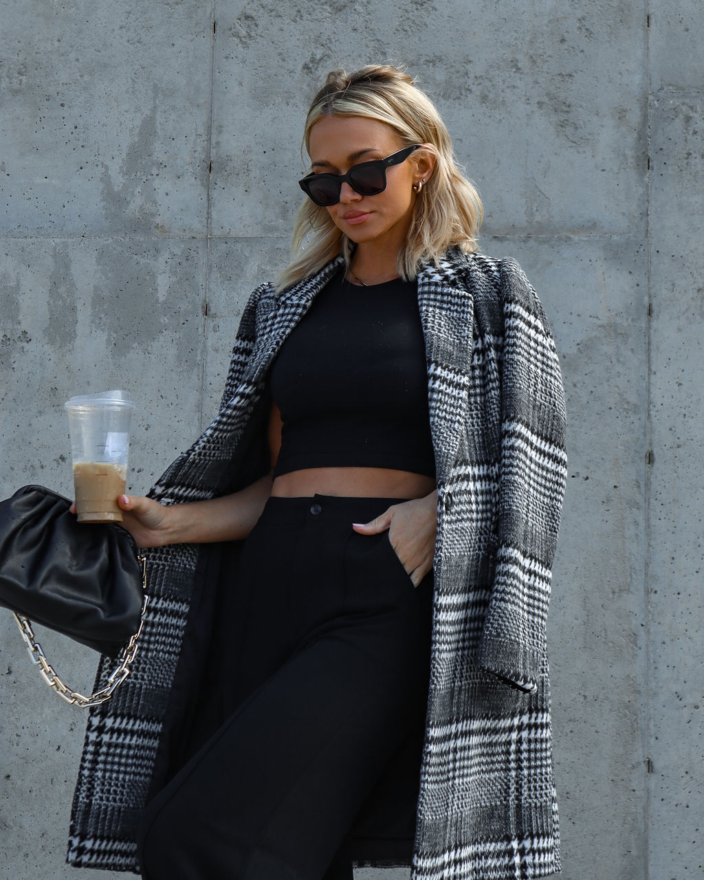 City Night Strolls Plaid Pocketed Coat