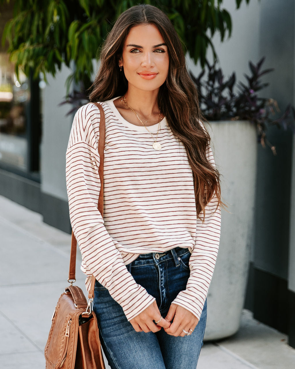 Jack Striped Cotton Blend Long Sleeve Top