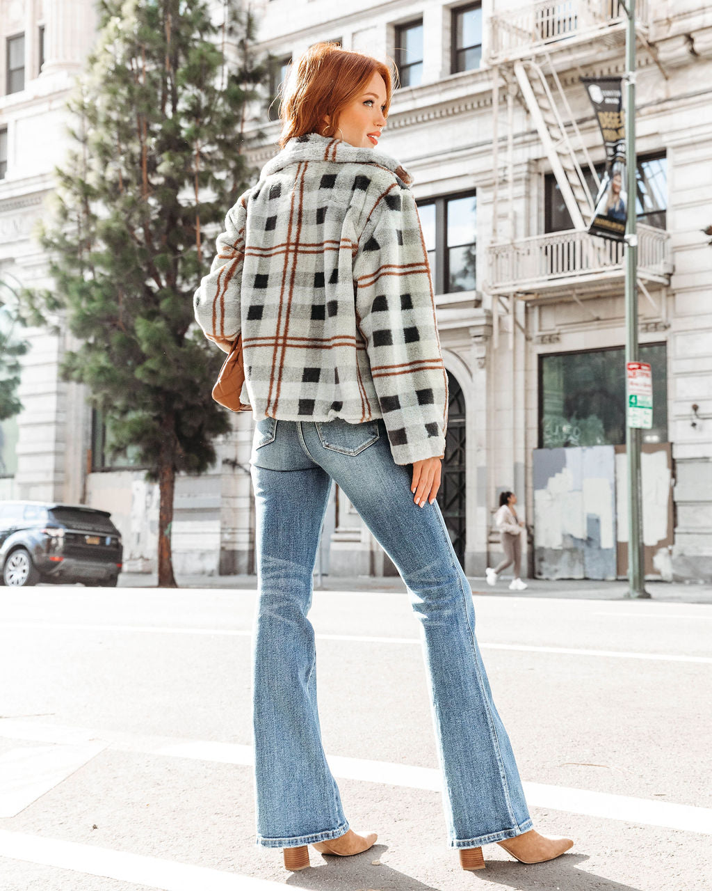 Yosemite Adventures Plaid Pocketed Teddy Jacket - Sage