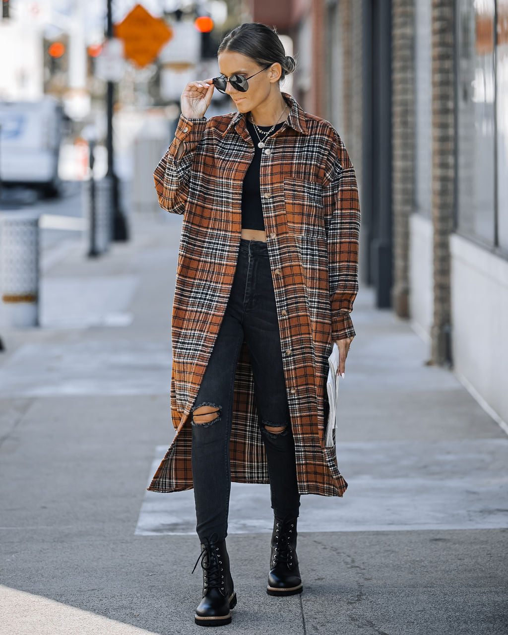 Expectations Plaid Button Up Coat