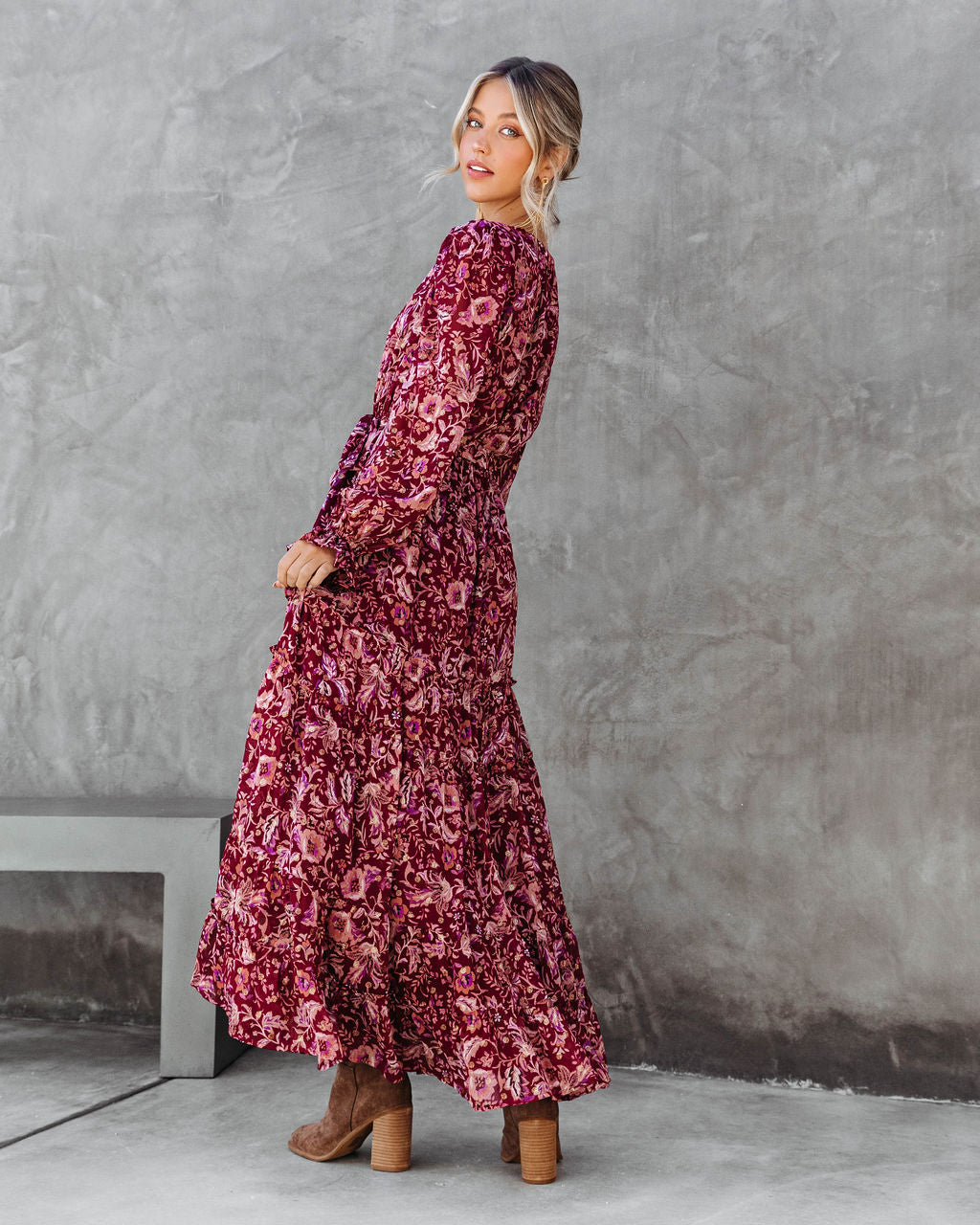 Plenty To Celebrate Floral Metallic Tiered Maxi Dress