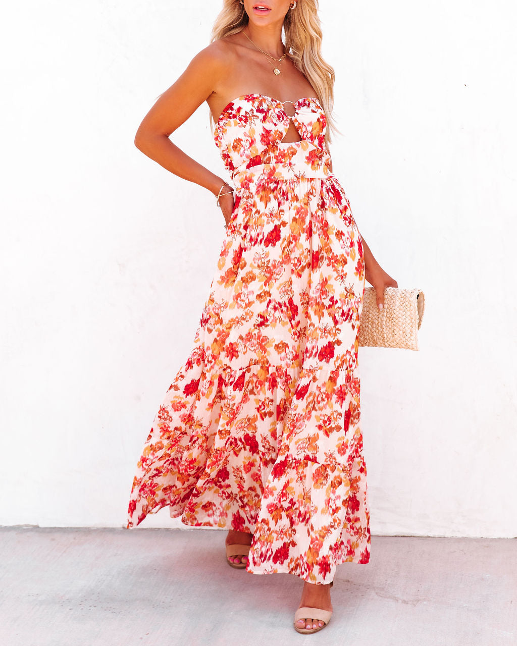 Golden Times Front Cutout Metallic Maxi Dress - FINAL SALE