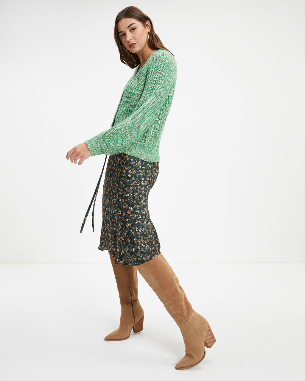 Ireland Knit Balloon Sleeve Cardigan - Green