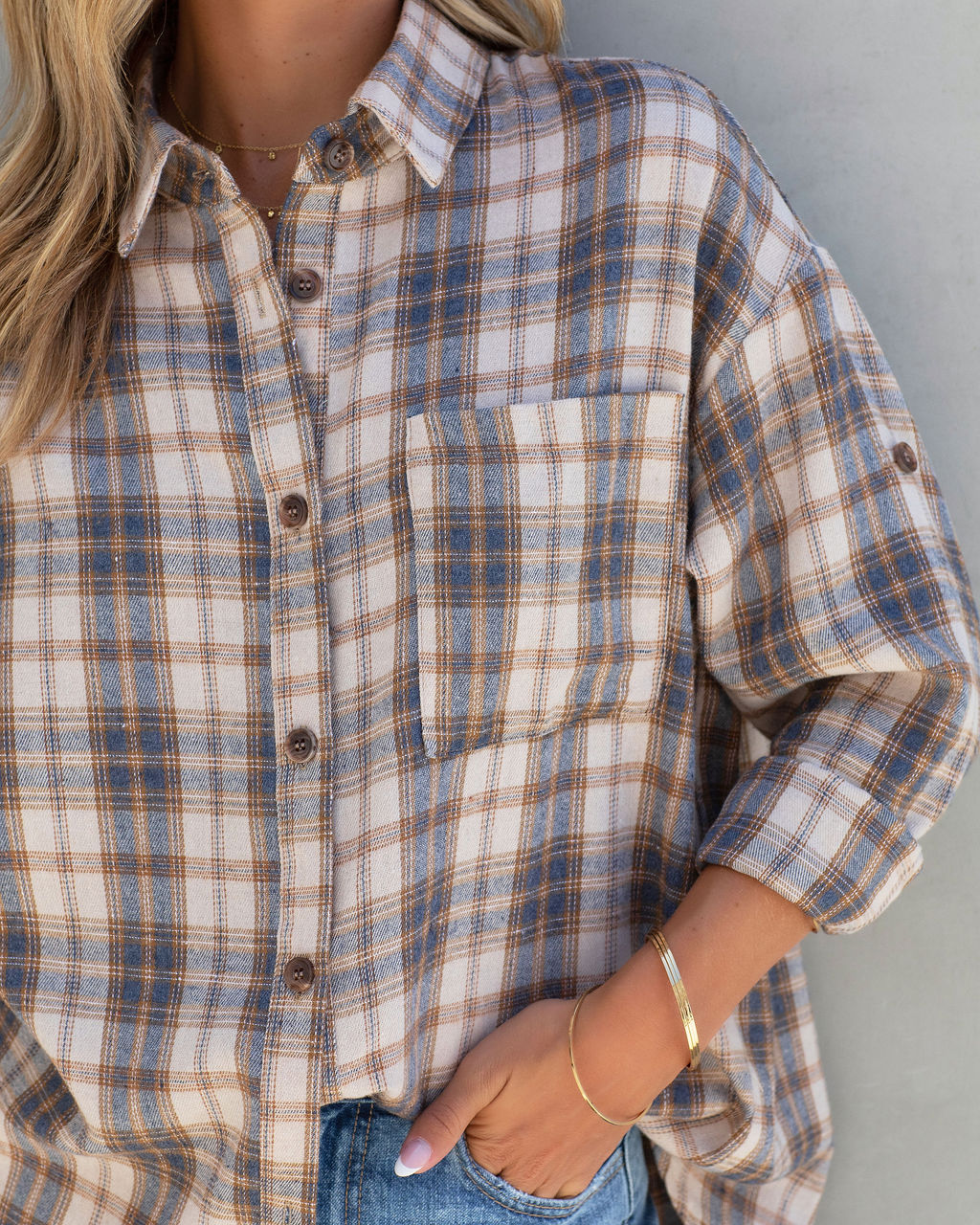 Friday Night Lights Plaid Button Down Top