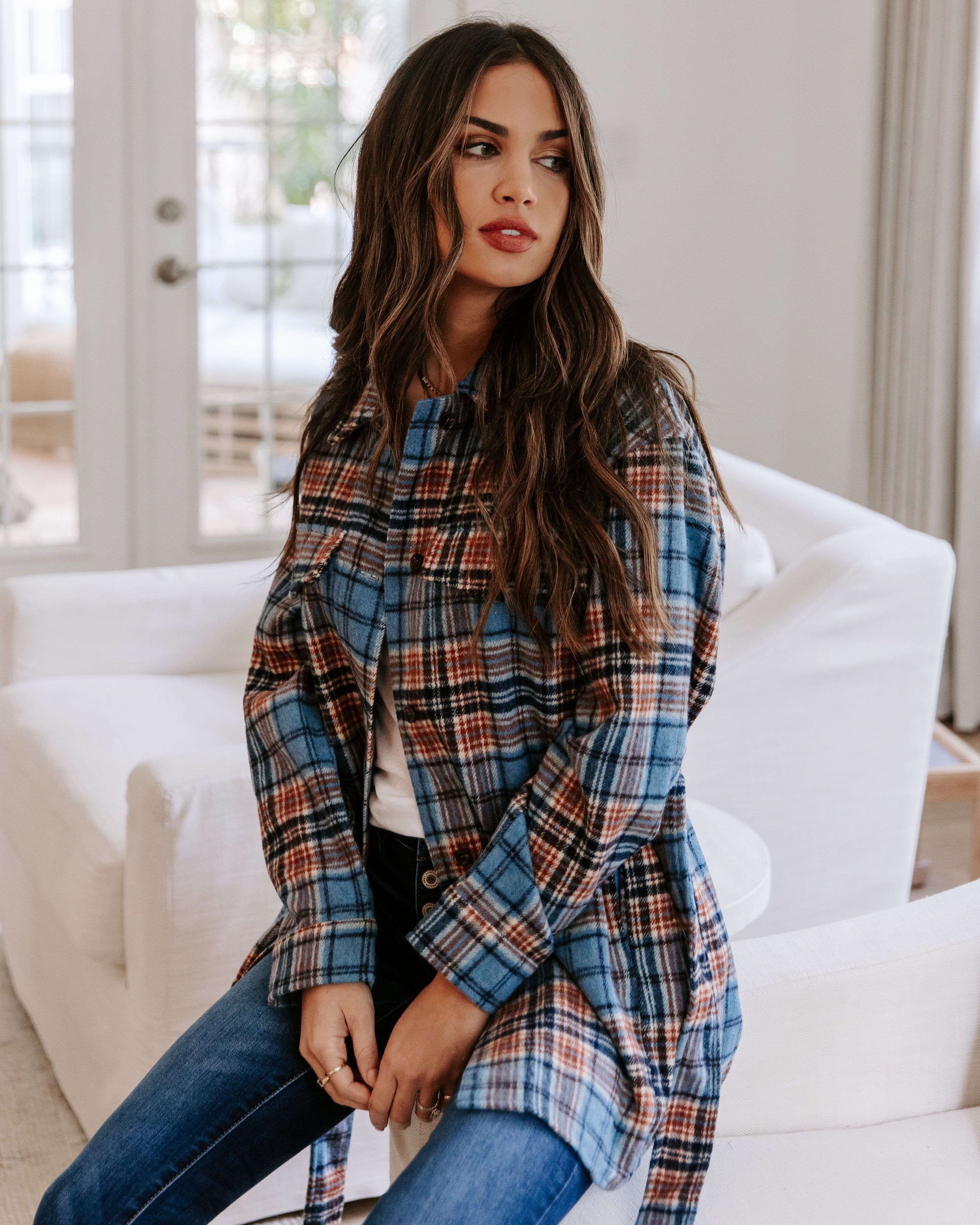 Becks Pocketed Plaid Coat