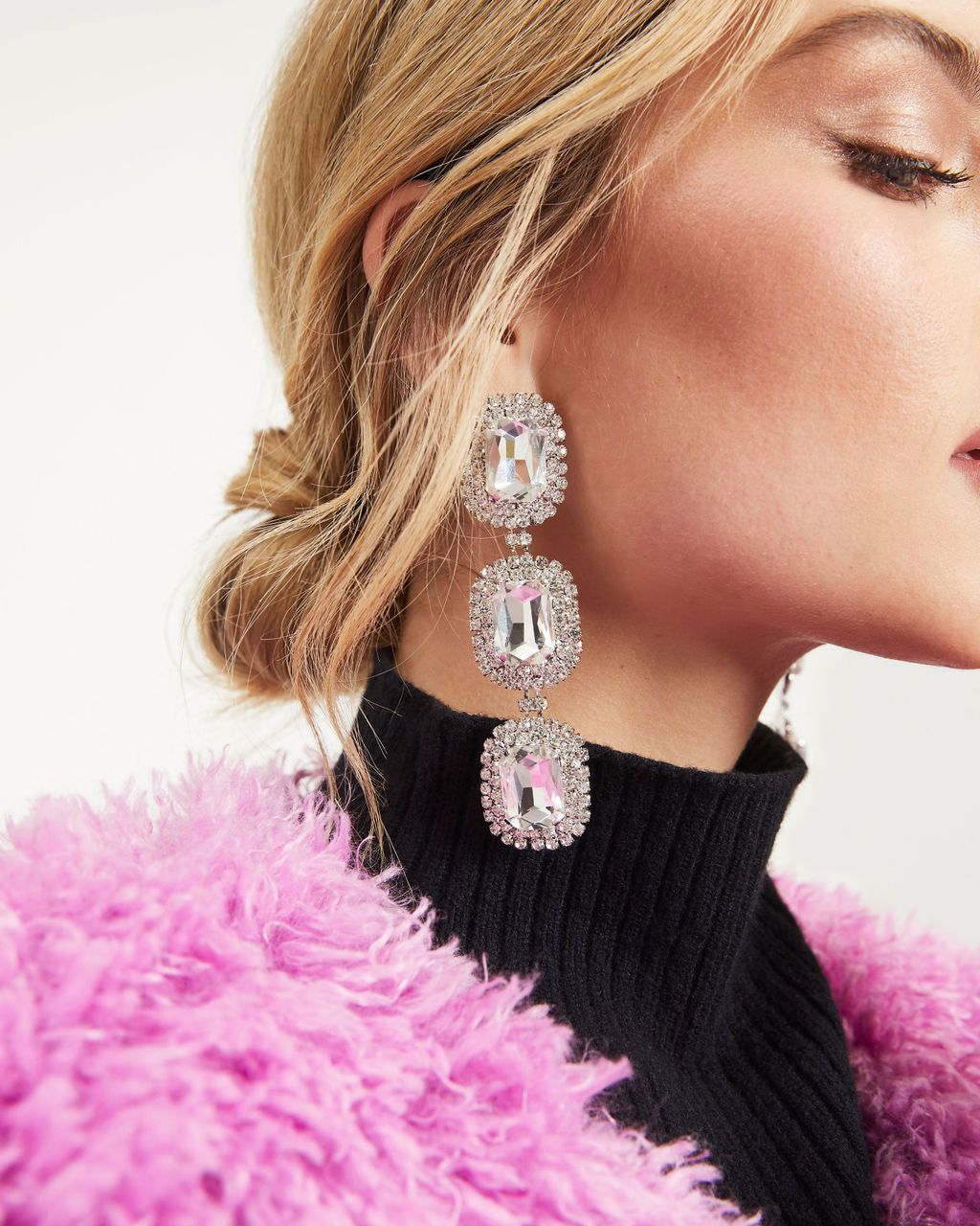 Penelope Gemstone Drop Earrings - Clear