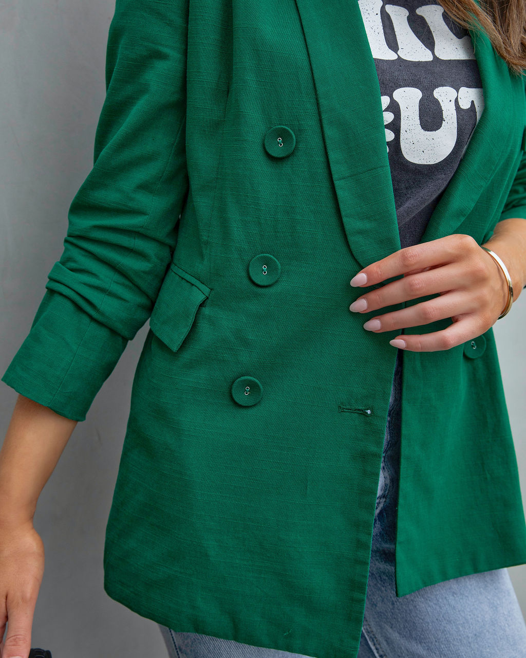 Lilly Pocketed Blazer - Hunter Green - FINAL SALE