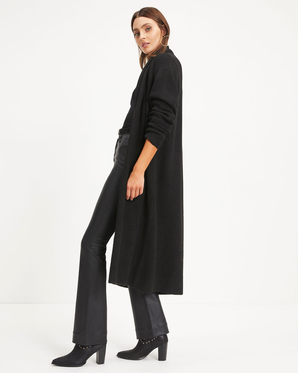 Lana Pocketed Duster Cardigan - Black