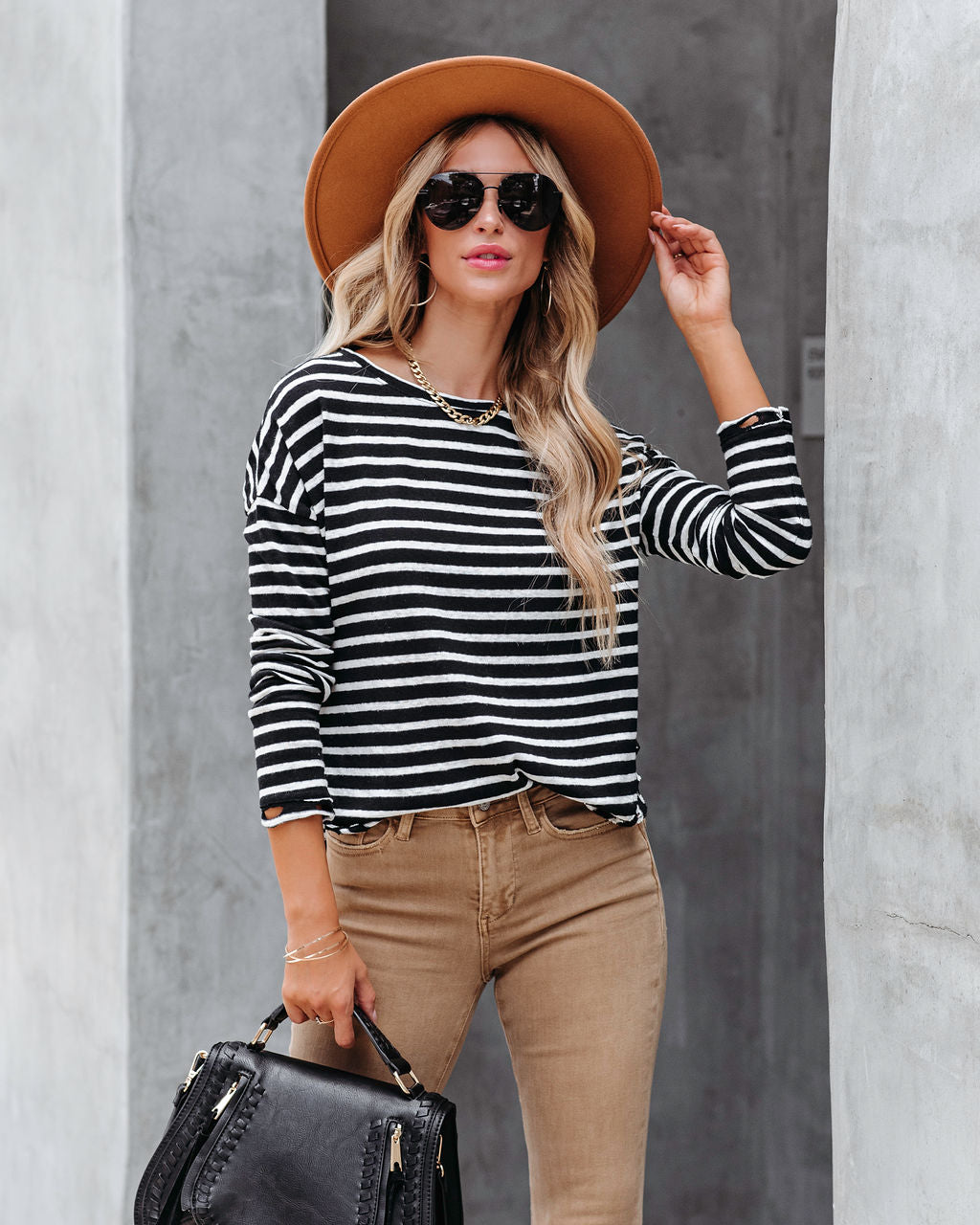 Well Loved Striped Knit Top - Black - FINAL SALE