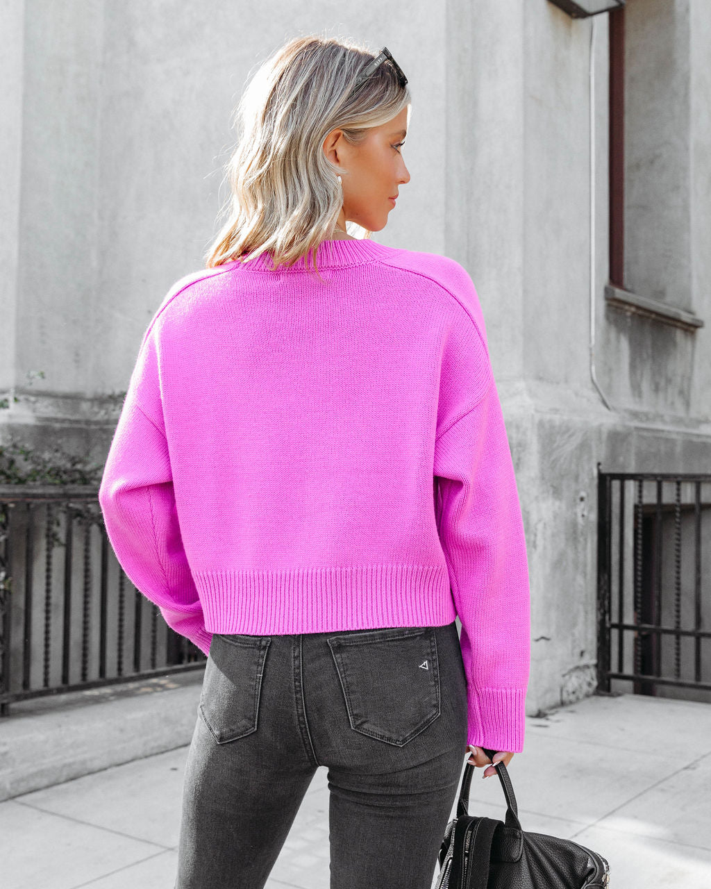 Cool Kind Knit Pullover Sweater - Magenta