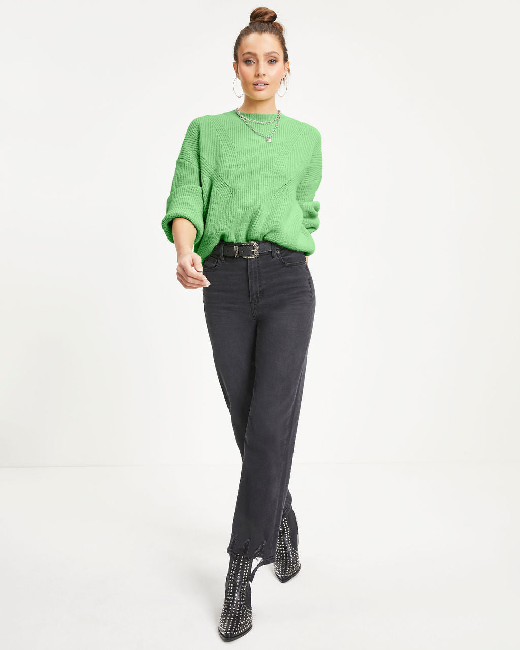 Taytum Knit Pullover Sweater - Lime
