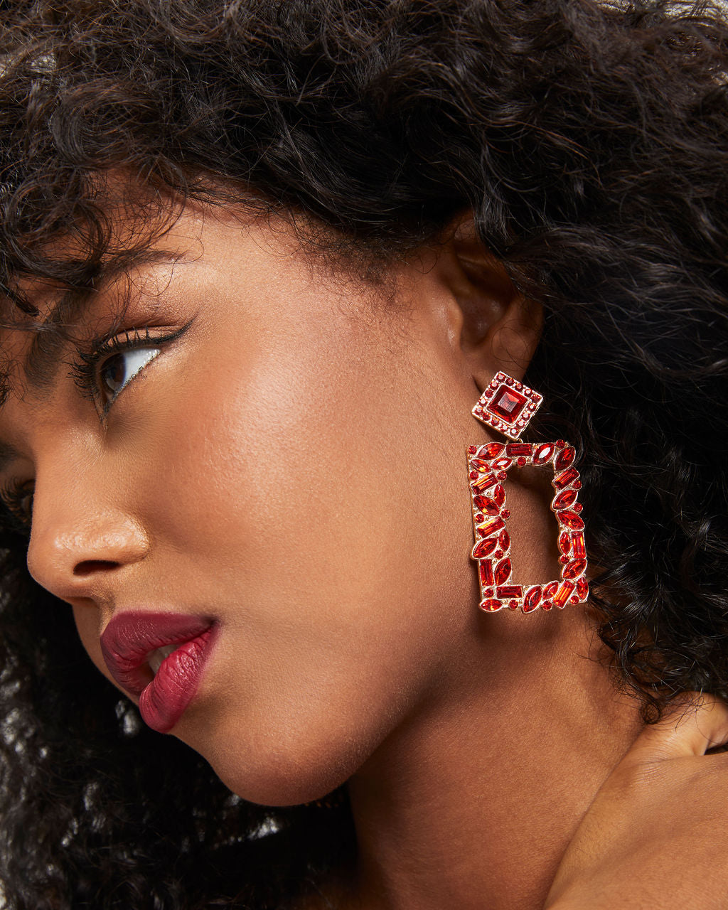 Mosaic Drop Earrings - Red
