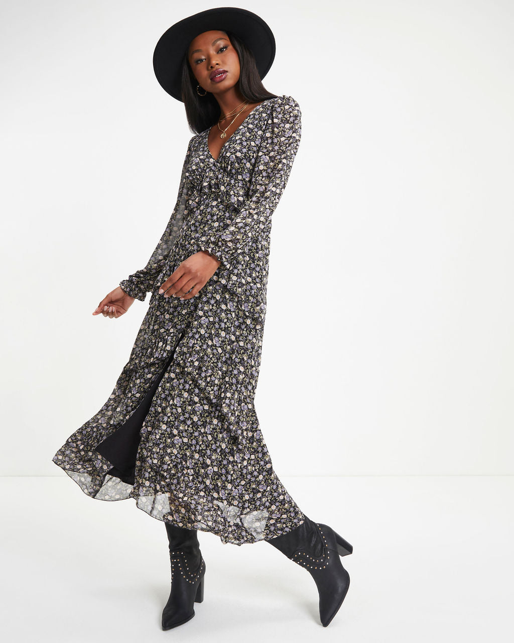 Giving Thanks Floral Ruffle Maxi Dress