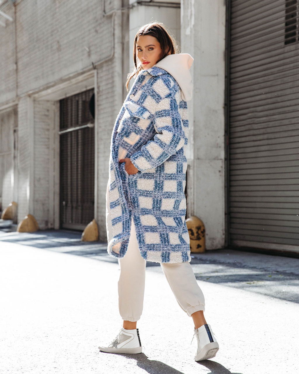 Boston Get Away Pocketed Plaid Teddy Coat