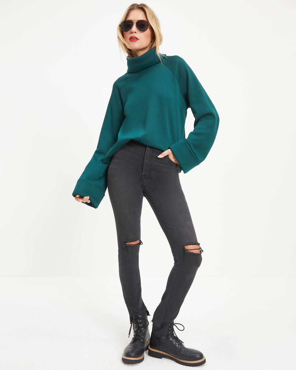 Ezra Turtleneck Pullover Sweater - Hunter Green