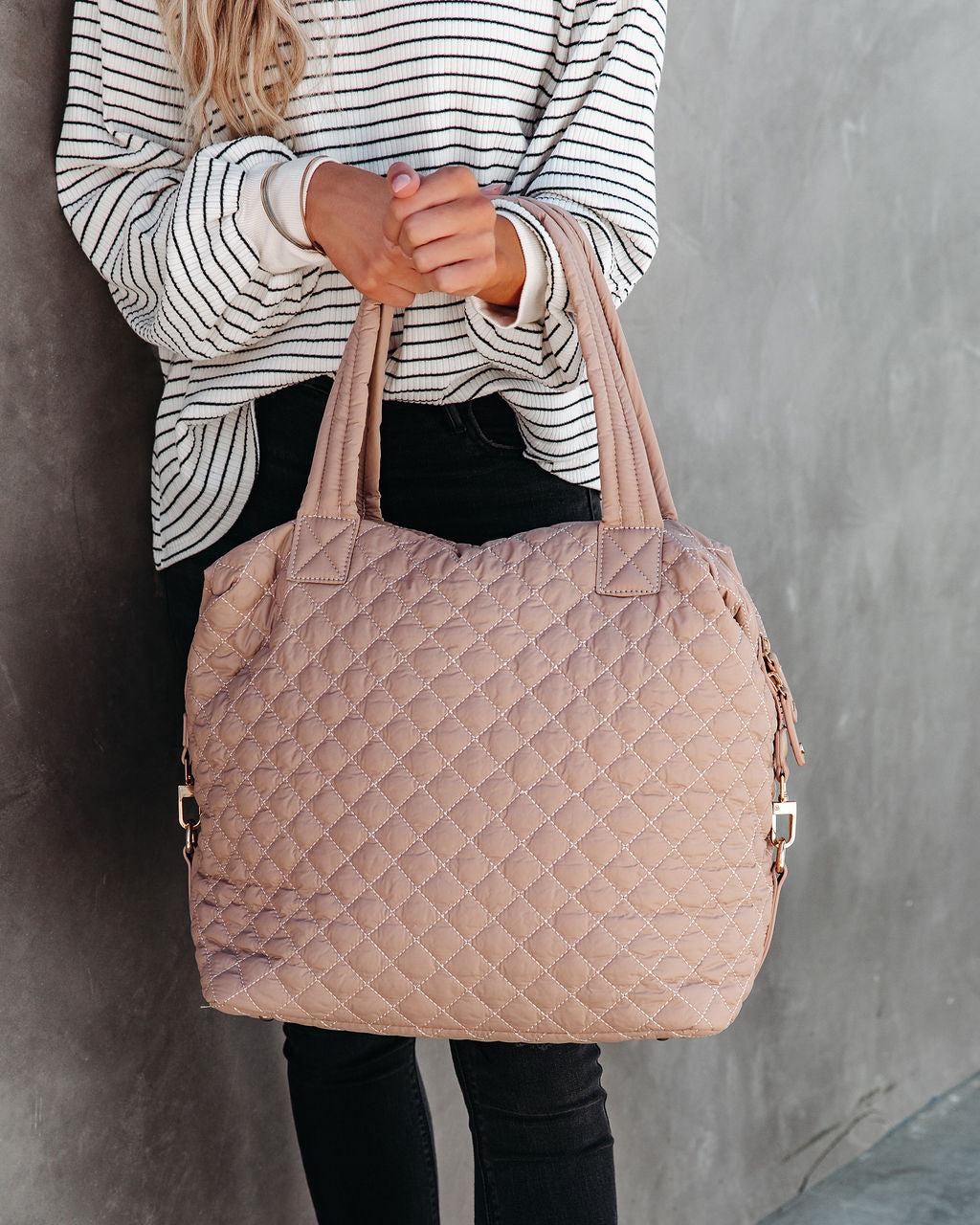 Wanderlust Quilted Weekender Bag - Nude