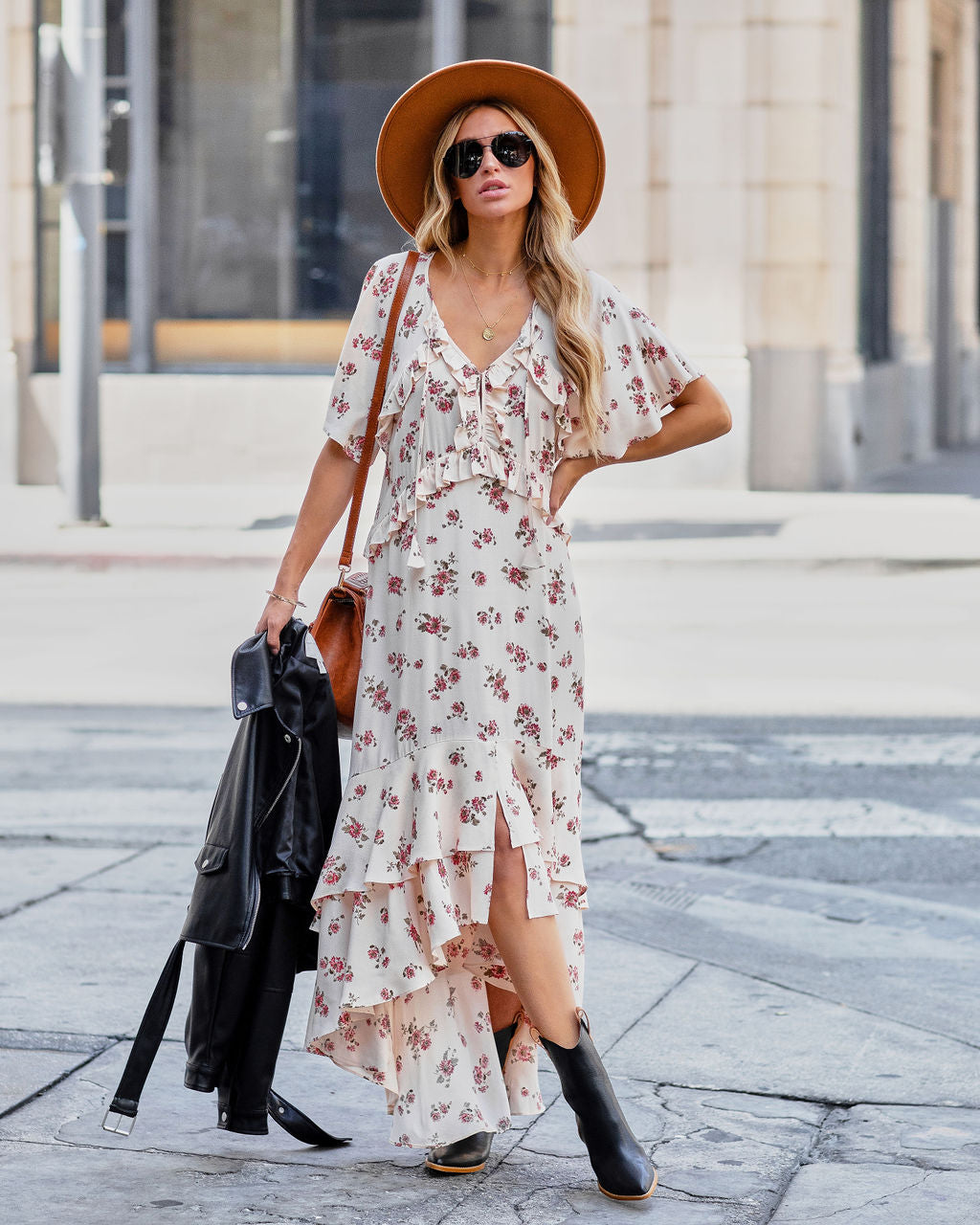 Napa Affairs Floral Ruffle Midi Dress - FINAL SALE