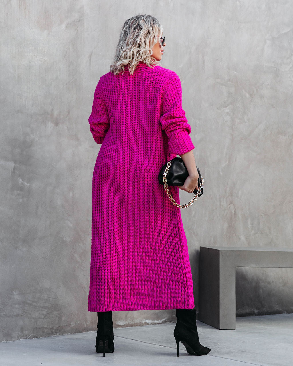 Shelby Knit Duster Cardigan - Hot Pink