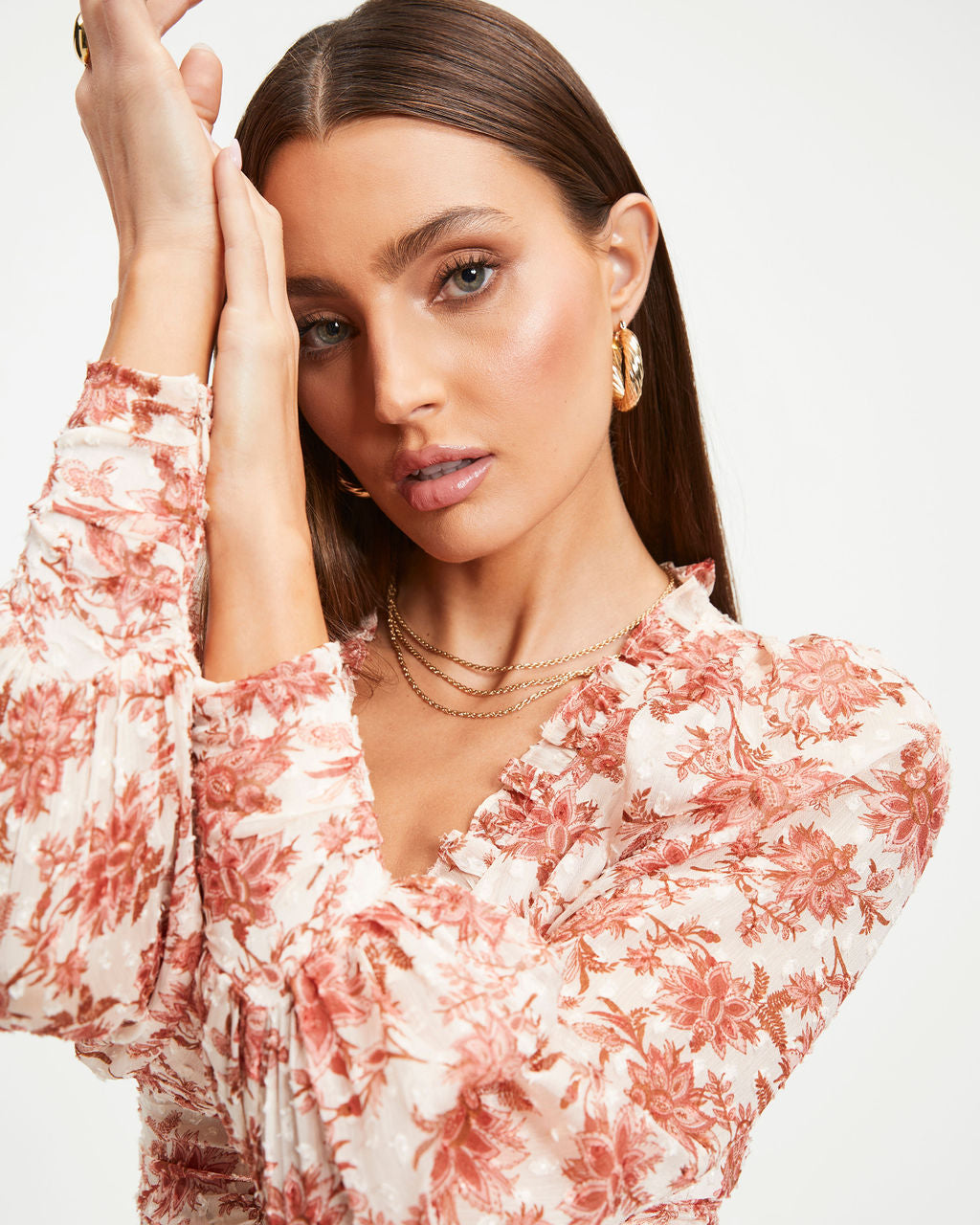 Suzzy Floral Long Sleeve Crop Top
