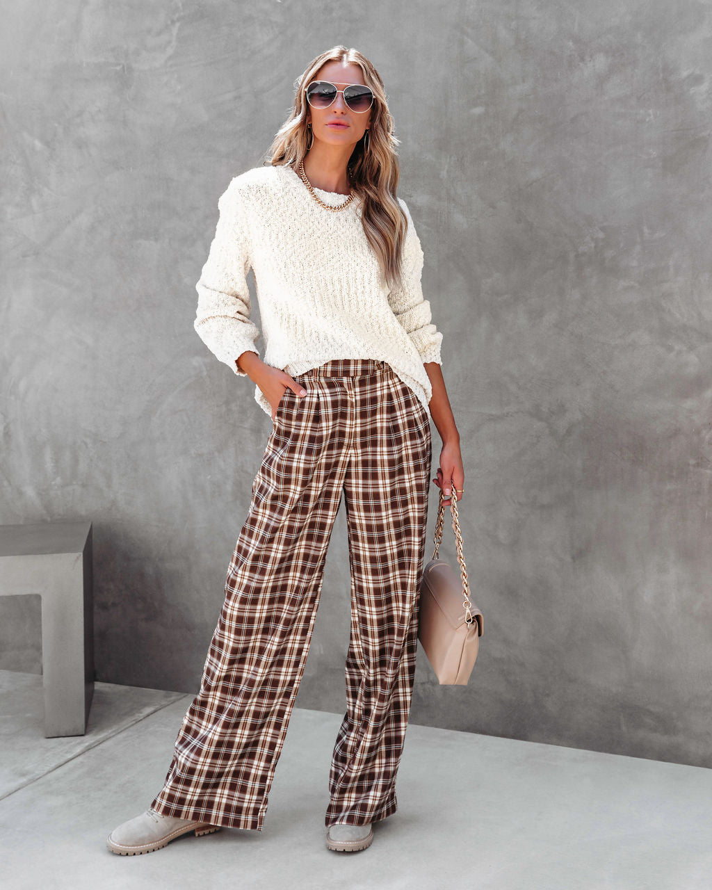 Pumpkin Spice Season Knit Pullover Sweater - Cream