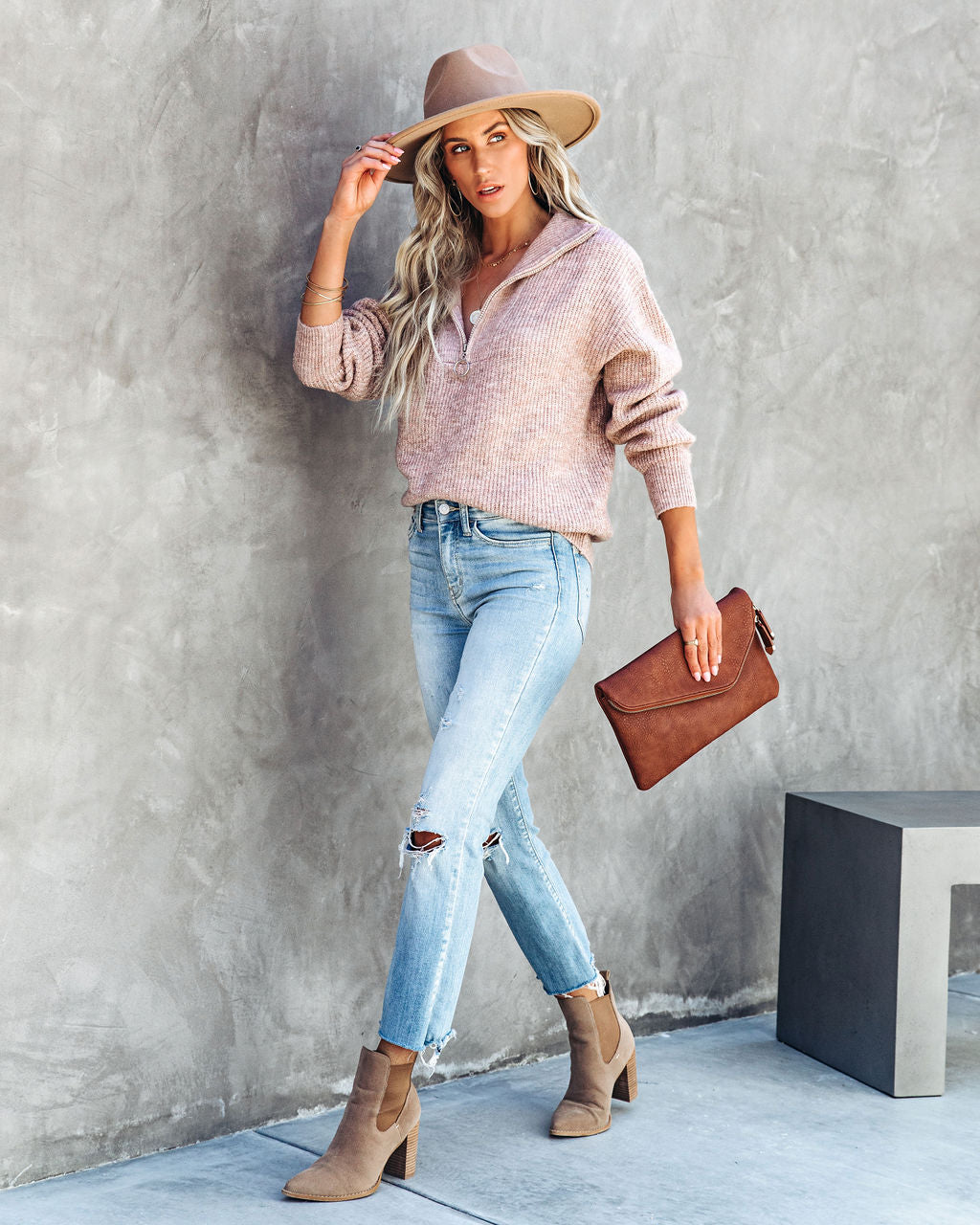 Aiden Half Zip Pullover Sweater - Oatmeal - SALE