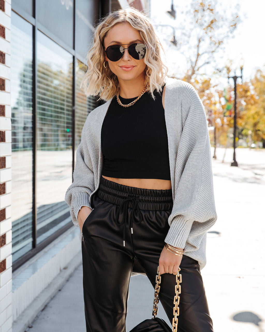 Mariah Knit Dolman Sleeve Cardigan - Heather Grey