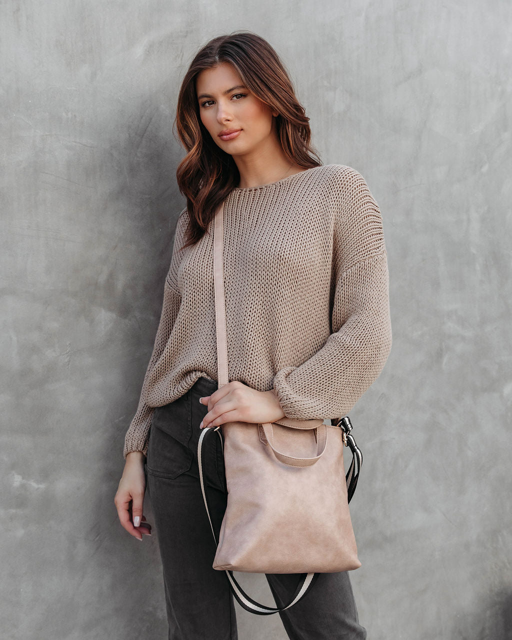 Trina Faux Leather Crossbody Bag - Natural