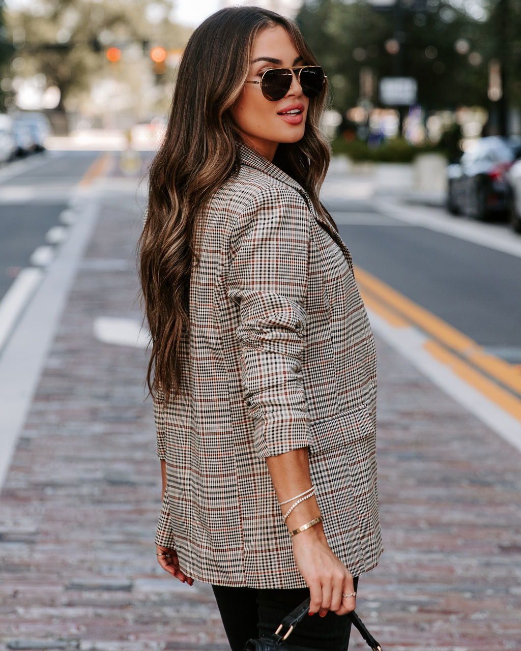 Central Park Strolls Plaid Pocketed Blazer