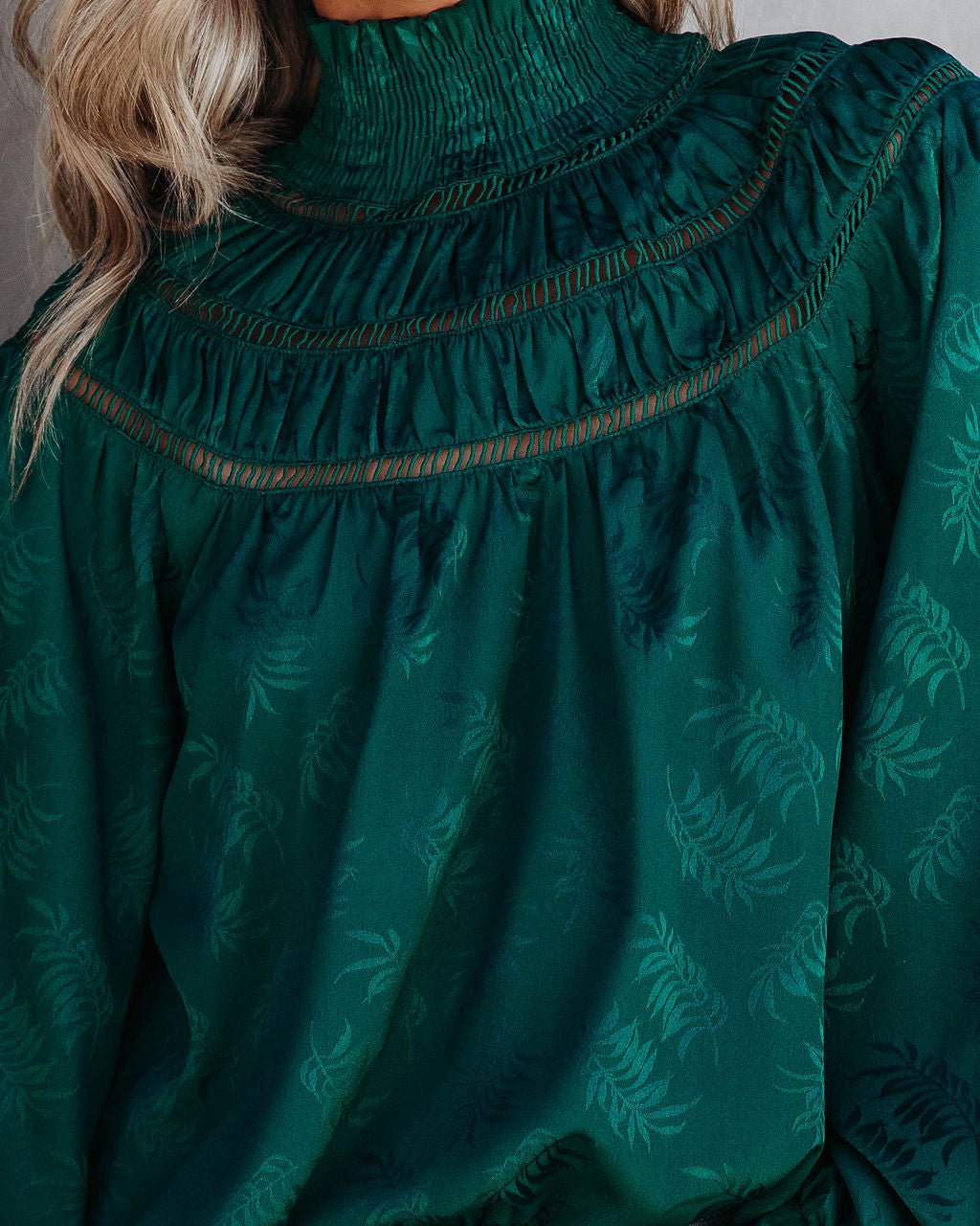 Rococo Mock Neck Top - Pine