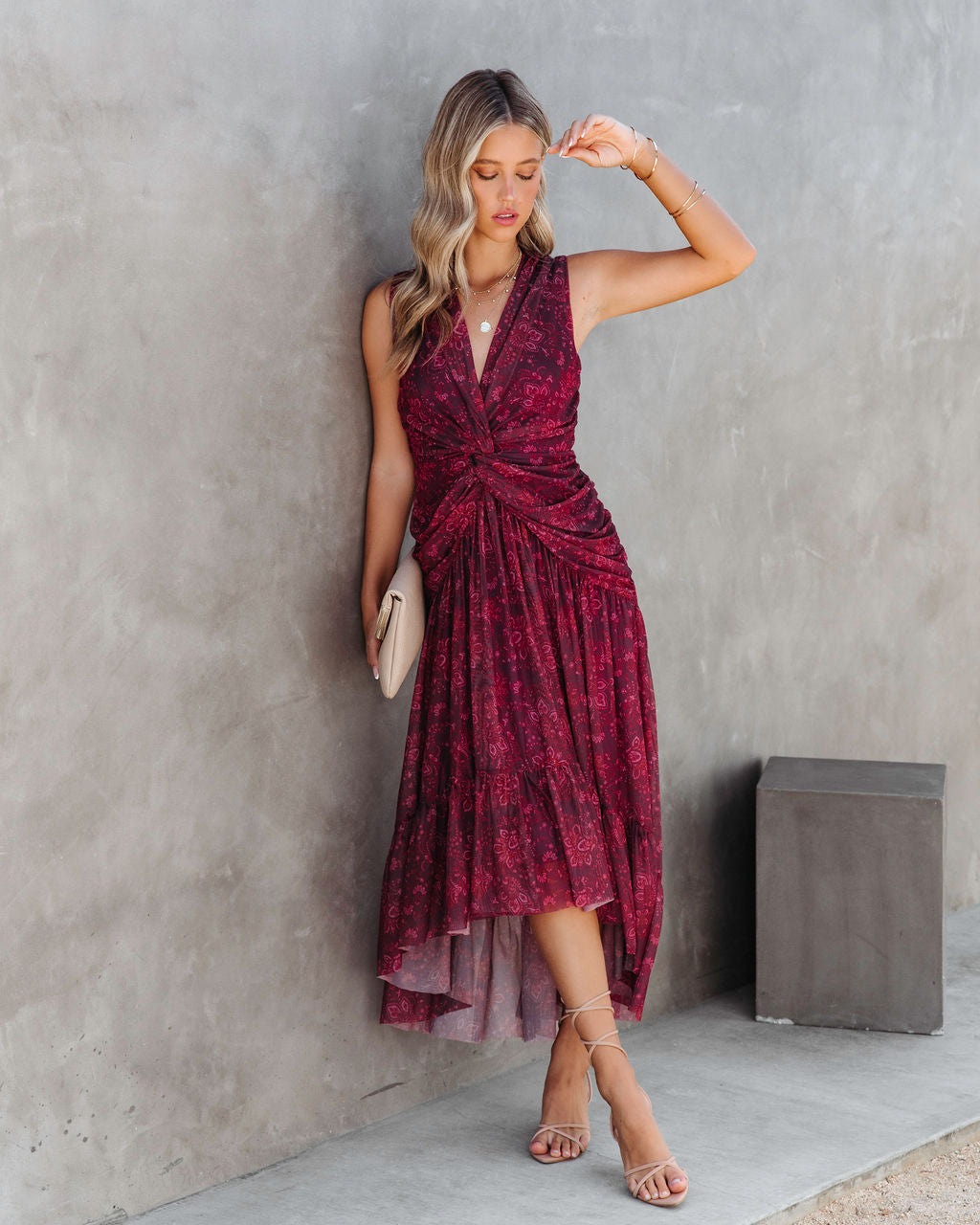 Million Reasons Paisley Twisted Front Midi Dress - FINAL SALE