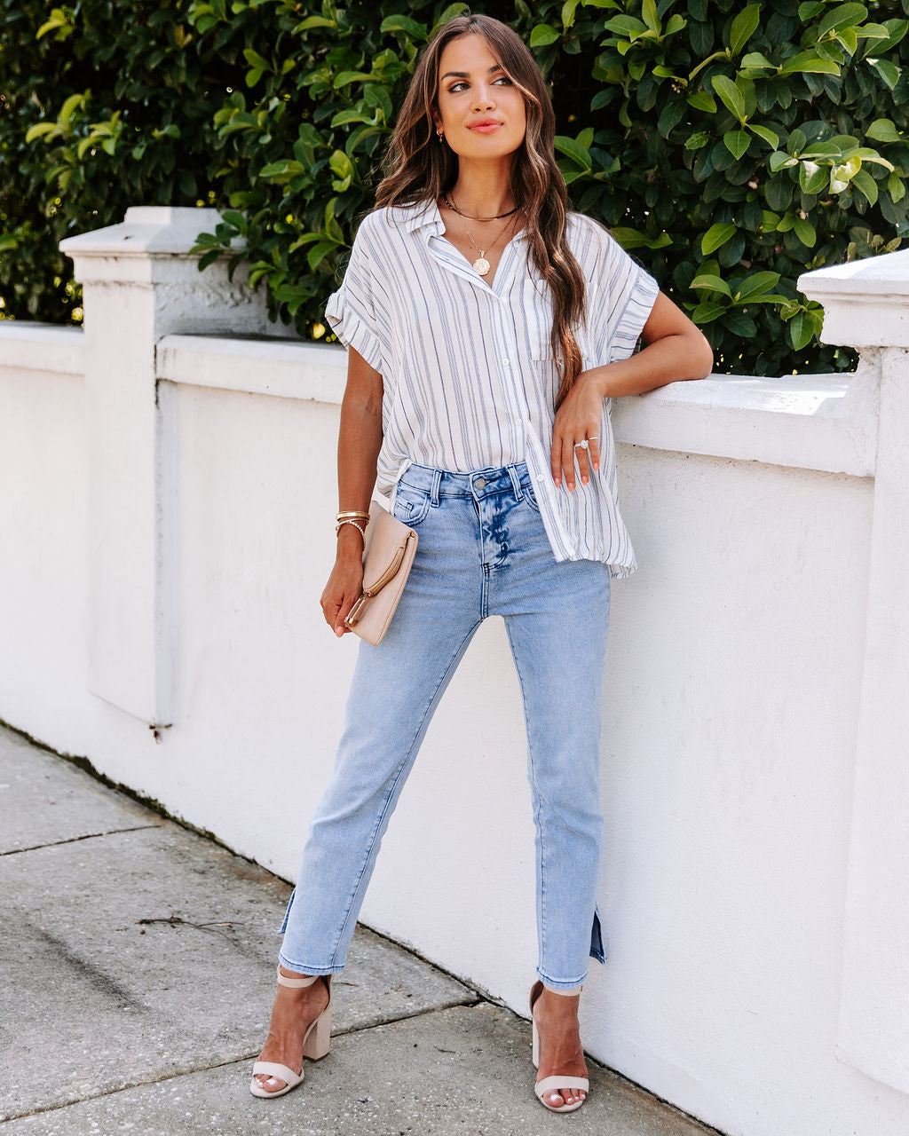 Chandon Metallic Striped Button Down Top - FINAL SALE