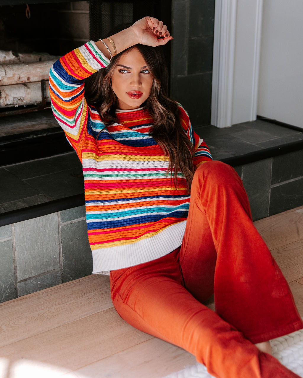 Think Bold Striped Knit Pullover Sweater